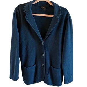 Talbots Plus Petite Sz 1X 100% Merino Wool Blazer Sweater Twee Tailored